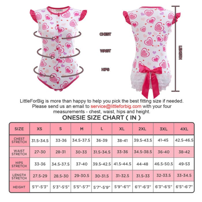 Princess Hearts Front Snap Onesie Bodysuit - LittleForBig Cute & Sexy ...