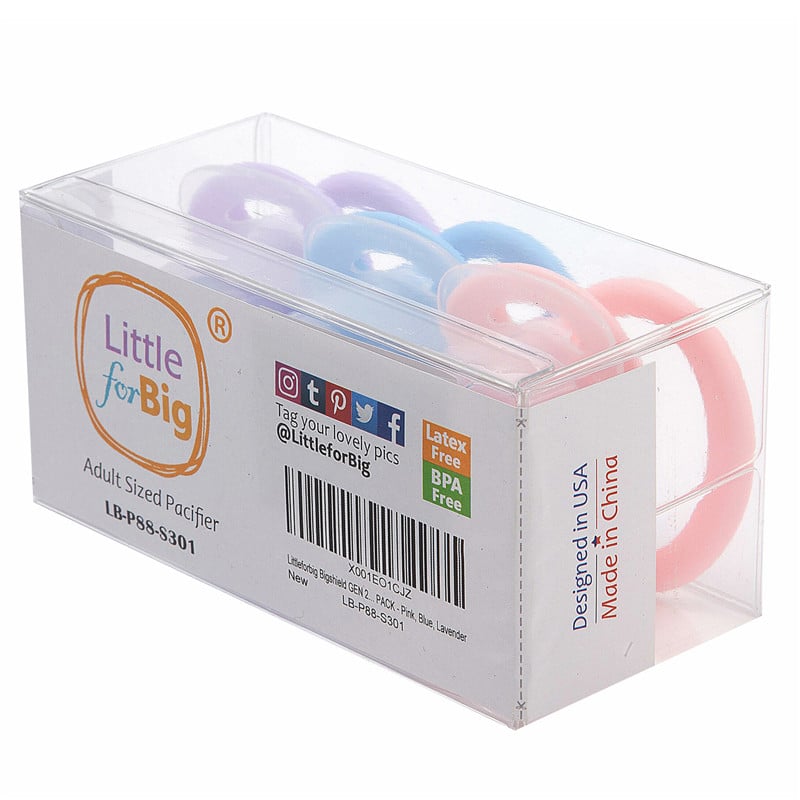 LB-P88-S301-20210128-4 GEN-II Adult Sized Pacifier 3 Pack- Pink Blue Lavender