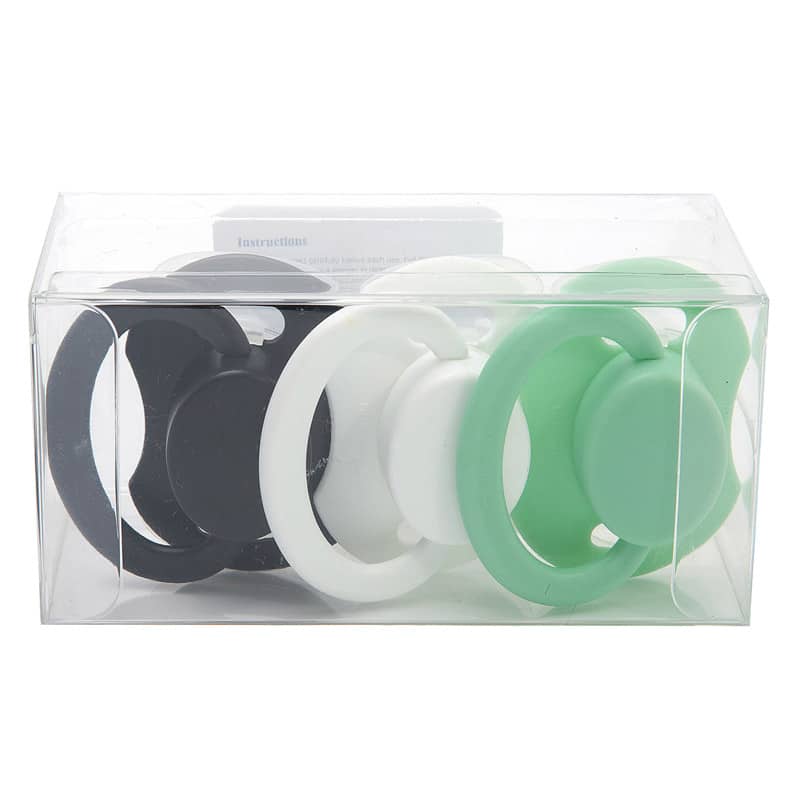 LB-P88-S302-20210128-1 GEN-II Adult Sized Pacifier 3 Pack- Green Black White