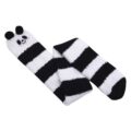 Cute Animal Coral Fleece Thigh High Socks 2 Pack- Pig Red & Panda Black