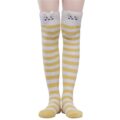 Cute Animal Coral Fleece Thigh High Socks 2 Pack- Sheep Color & Cat Yellow