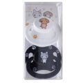 Kitty black & Puppy White Printed Pacifier Set