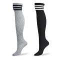 School Girl Knee High Socks- Grey & Black