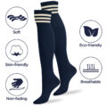 School Girl Knee High Socks- White & Navy