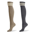 School Girl Knee High Socks- Darkgrey & Brown
