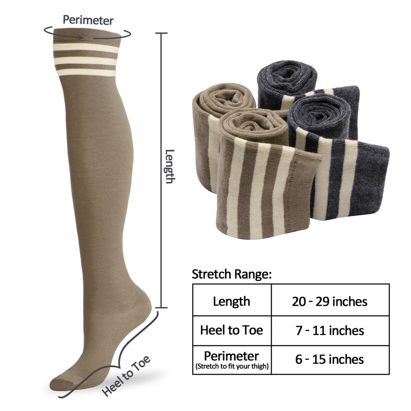 School Girl Knee High Socks- Darkgrey & Brown