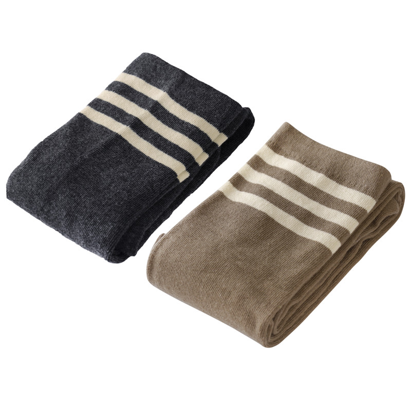 School Girl Knee High Socks- Darkgrey & Brown