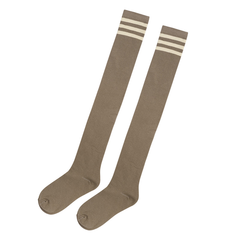 School Girl Knee High Socks- Darkgrey & Brown