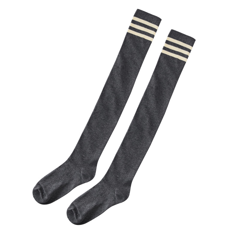 School Girl Knee High Socks- Darkgrey & Brown