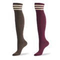 School Girl Knee High Socks- Red & Coffee