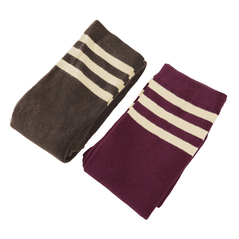 School Girl Knee High Socks- Red & Coffee