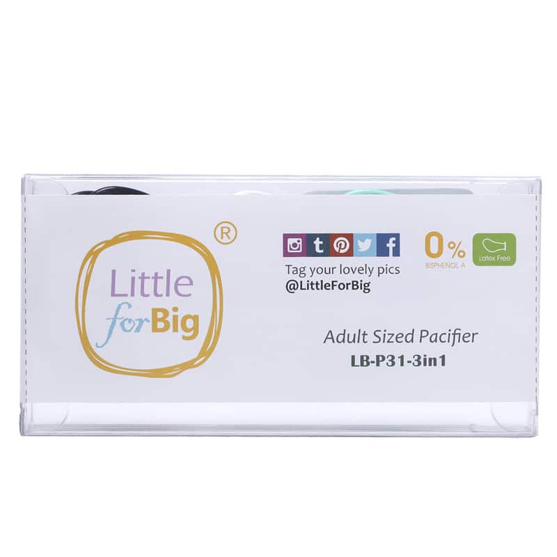 LB-P31-S302 (2) Generation 1 Adult Sized Pacifier 3 Pack-White, Green, Black