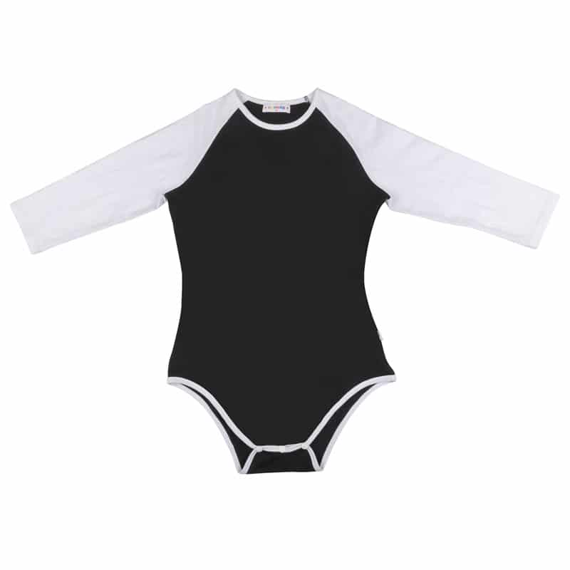 Baseball Reglan Sleeves Black Onesie Bodysuit