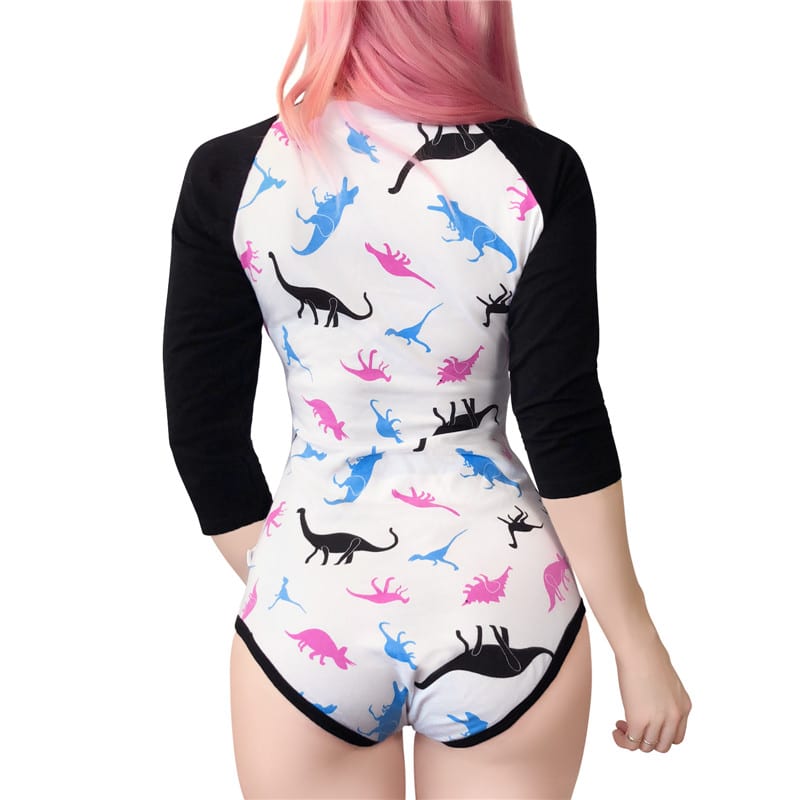 Dinosaurs Baseball Reglan Sleeves Onesie Bodysuit