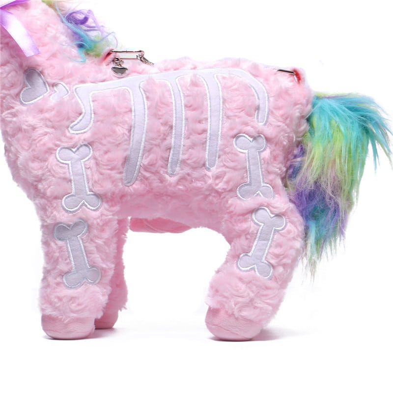 Littleforbig Uniskelly Skeleton Unicorn Stuffed Animal Plush Shoulder Bag Purse