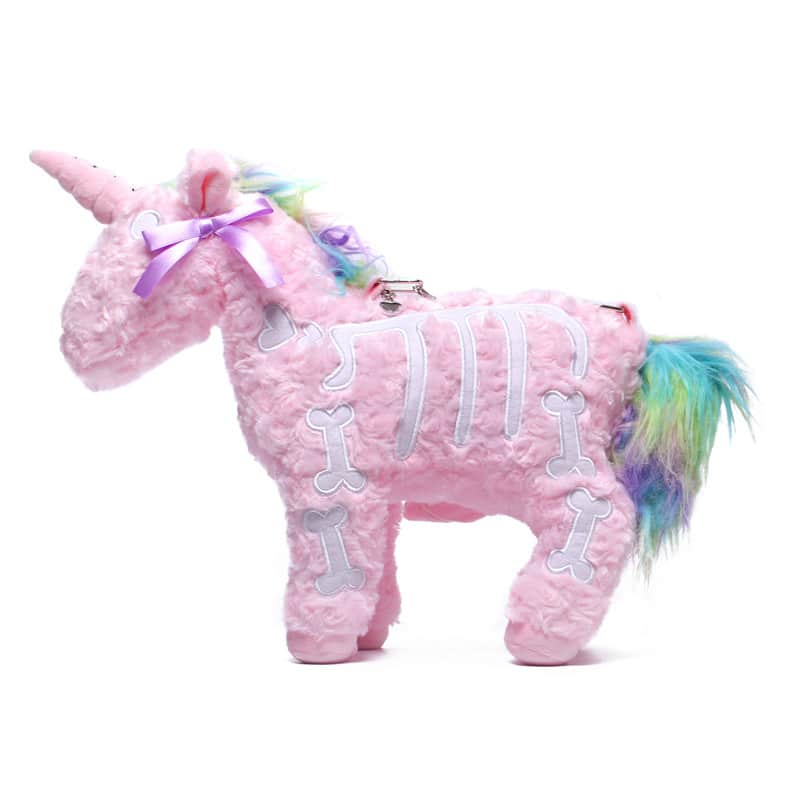 Littleforbig Uniskelly Skeleton Unicorn Stuffed Animal Plush Shoulder Bag Purse
