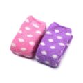Coral Fleece Thigh High Socks 2 Pack- Dotted Pink & Purple Set
