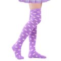 Coral Fleece Thigh High Socks 2 Pack- Dotted Pink & Purple Set