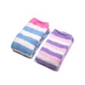 Coral Fleece Thigh High Socks 2 Pack- Striped Blue & Purple Set