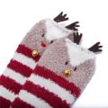 Cute Animal Coral Fleece Thigh High Socks 2 Pack- Santas & Deer