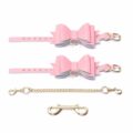 Prettybows Soft Lamb Leather Wrist Cuffs Set – Pink/White Leather & Golden Alloy