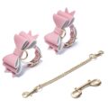Prettybows Soft Lamb Leather Wrist Cuffs Set – Pink/White Leather & Golden Alloy
