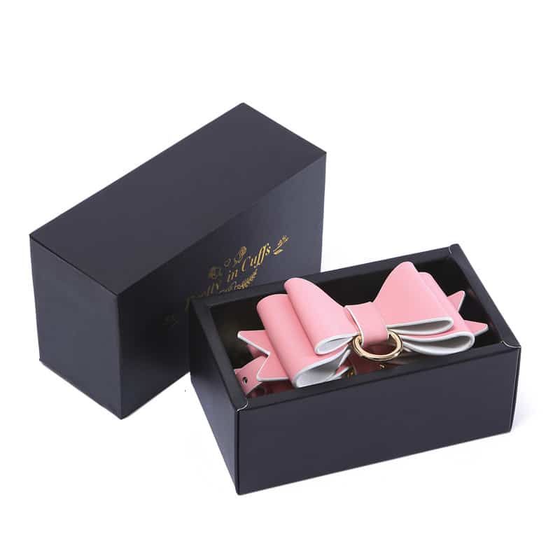Prettybows Soft Lamb Leather Wrist Cuffs Set – Pink/White Leather & Golden Alloy