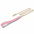 Prettybows Soft Lamb Leather Collar Leash Set – Pink/White Leather & Golden Alloy