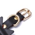 Prettybows Soft Lamb Leather Wrist Ankle Cuffs & Collar Leash Set – Black/Red Leather & Golden Alloy