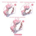 Prettybows Soft Lamb Leather Wrist Ankle Cuffs & Collar Leash Set – Pink/White Leather & Golden Alloy