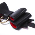 Prettybows Soft Lamb Leather Wrist Cuffs Set – Black/Red Leather & Golden Alloy