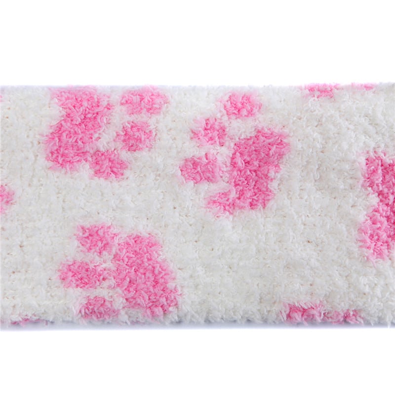 Cute Coral Fleece Thigh High Long Paws Patten Socks 2 Pairs-Pink Paws