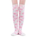 Cute Coral Fleece Thigh High Long Paws Patten Socks 2 Pairs-Pink Paws