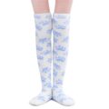 Cute Coral Fleece Thigh High Long Paws Patten Socks 2 Pairs-Blue Paws