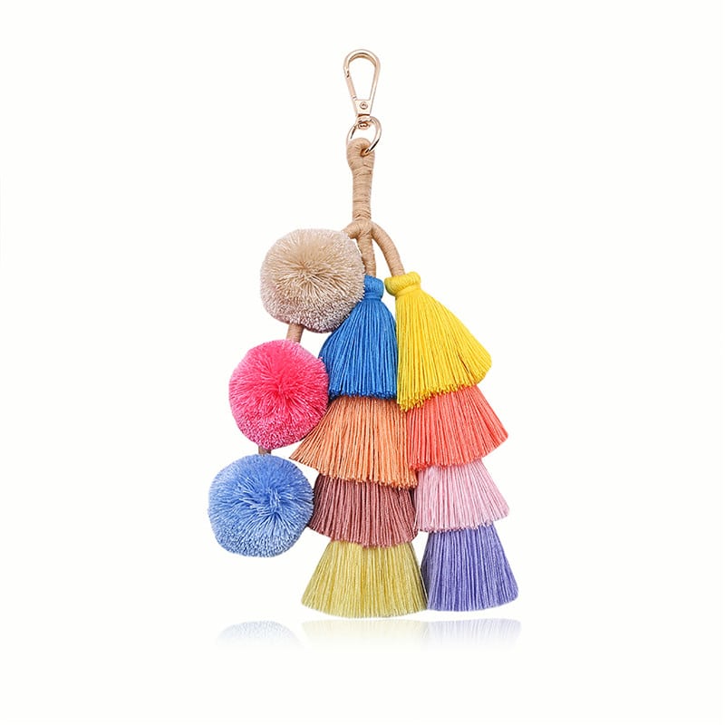 Colourful Tassels Pom Pom Bag Charm Unique Tassels Charm for 