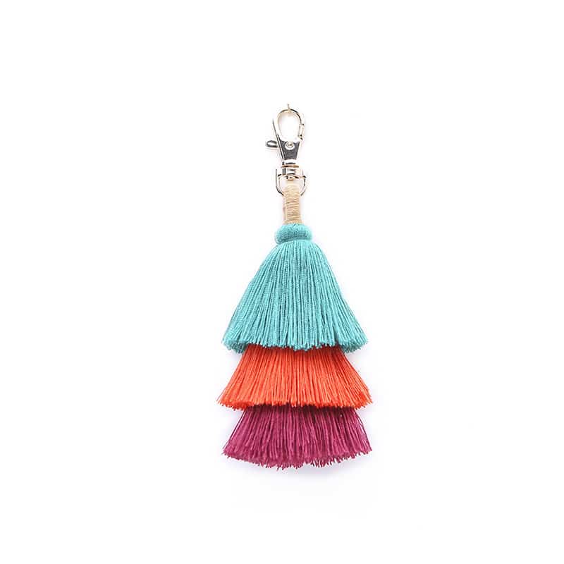 Colorful Boho Pom Pom Tassel Bag Charm Key Chain - LittleForBig Cute & Sexy  Products