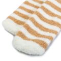 Cute Animal Coral Fleece Dotted/Striped Calf Socks 2 Pairs-Khaki Bear& Stripe Panda