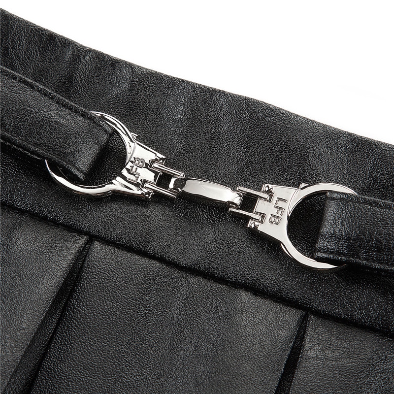 Troublemaker Pleated Faux Leather Skirt-Black