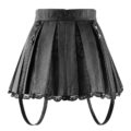 Troublemaker Pleated Faux Leather Skirt-Black