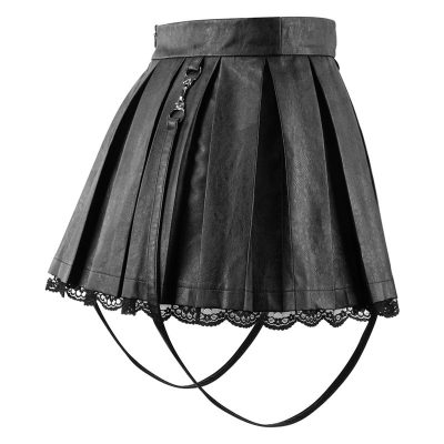 Troublemaker Pleated Faux Leather Skirt-Black - Littleforbig Adult ...