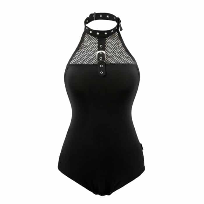 Leashed & Collared Goth Black Bodysuit - LittleForBig Cute & Sexy Products