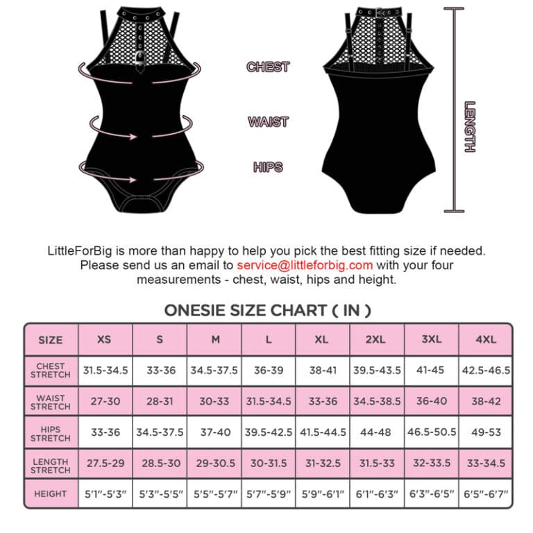 Leashed & Collared Goth Black Bodysuit - LittleForBig Cute & Sexy Products