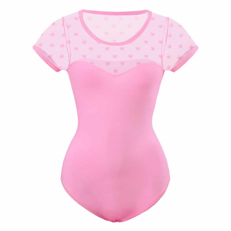 Candy Hearts mesh bodycon bodysuit Onesie Pink