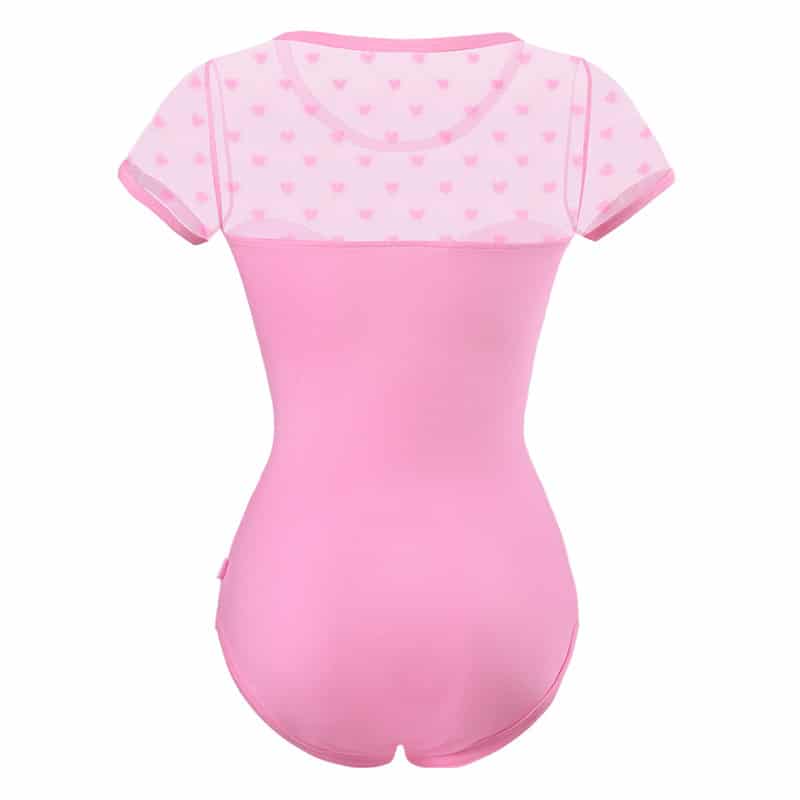 Candy Hearts mesh bodycon bodysuit Onesie Pink