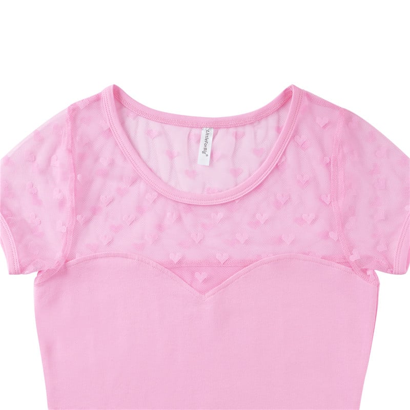 Candy Hearts mesh bodycon bodysuit Onesie Pink