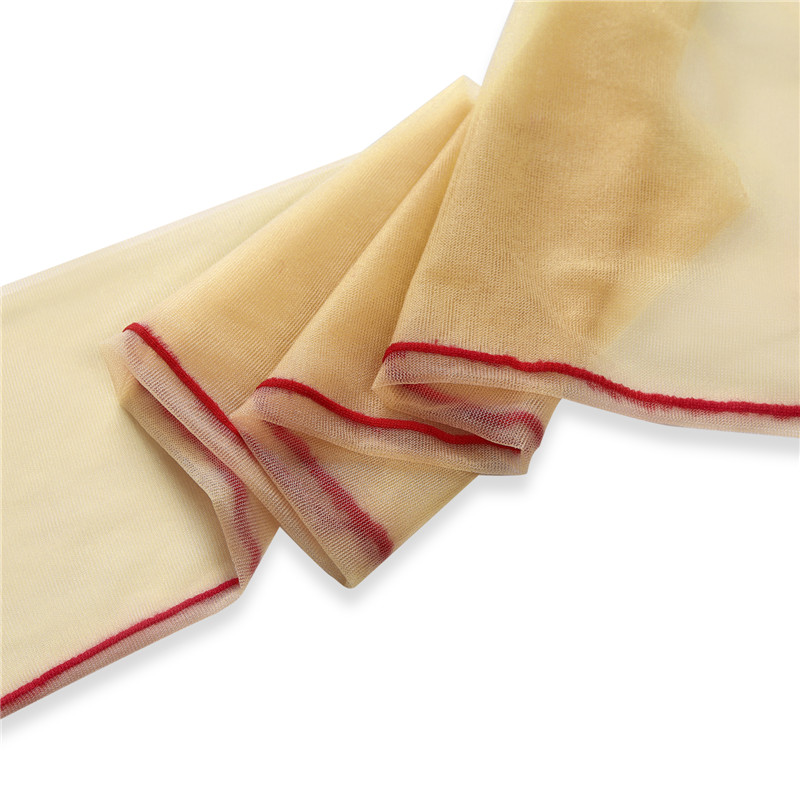 Vintage Backseam Thigh High Sheer Silk Stockings with Red Cuffs