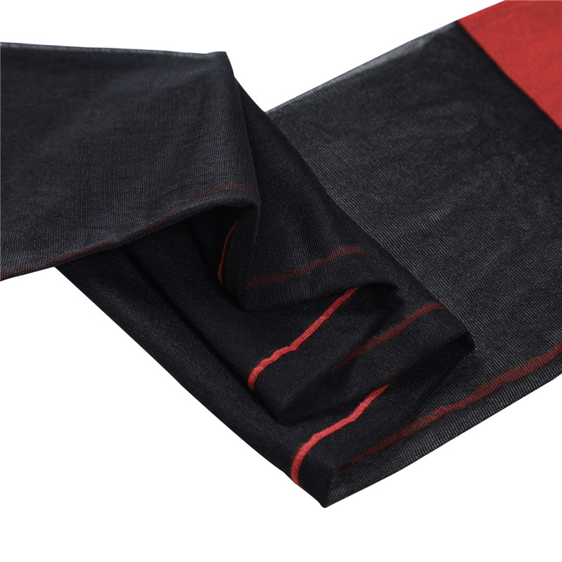 Vintage Backseam Thigh High Sheer Silk Stockings with Red Cuffs