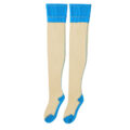 Vintage Backseam Thigh High Sheer Silk Stockings with Blue & Black Cuffs