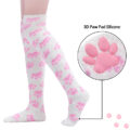 3D Paw Pad Thigh High Coral Fleece Socks