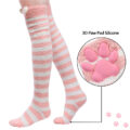 3D Paw Pad Knee High Coral Fleece Socks
